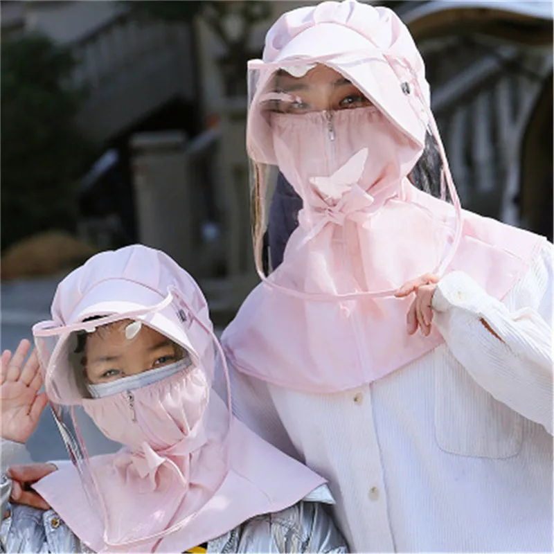 

Anti-fog Dust mask Adult Child removable protective hat Transparent Mask Protective Face Shield PVC Anti-fog Saliva Protection