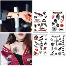 4 листа страшные водостойкие временные татуировки наклейки для детей Взрослые тематическая вечеринка Хэллоуин Маскарад Карнавал Праздник