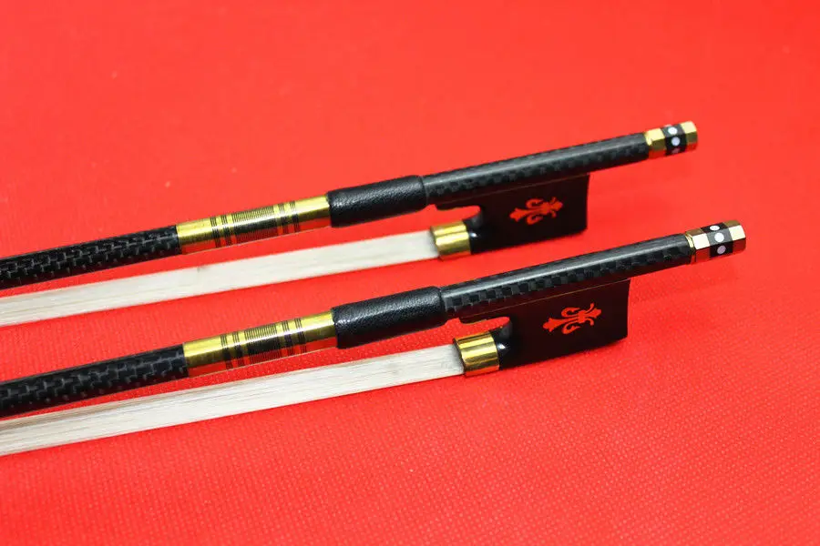 2pc PRO new light carbon fiber 4/4 violin bow Gold color parts white horse hair