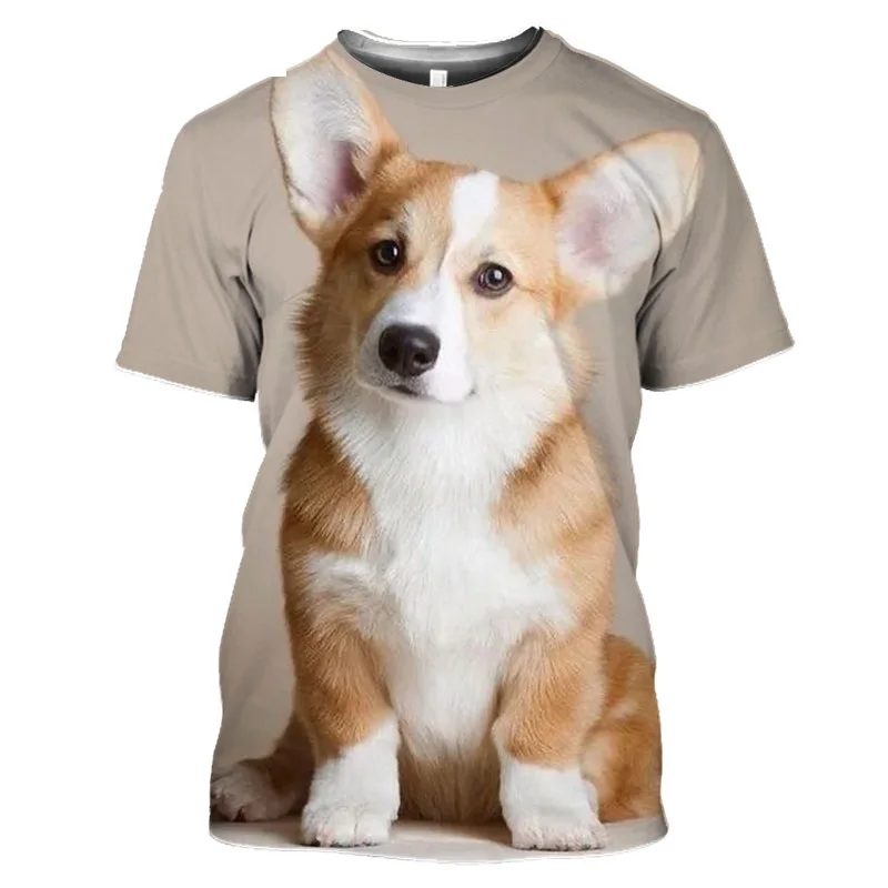 Pet Cute Welsh Corgi 3D Print Pembroke Dog Baby Puppy Tshirt Summer Women Men T-Shirt Hip Hop Pullover Manica Corta