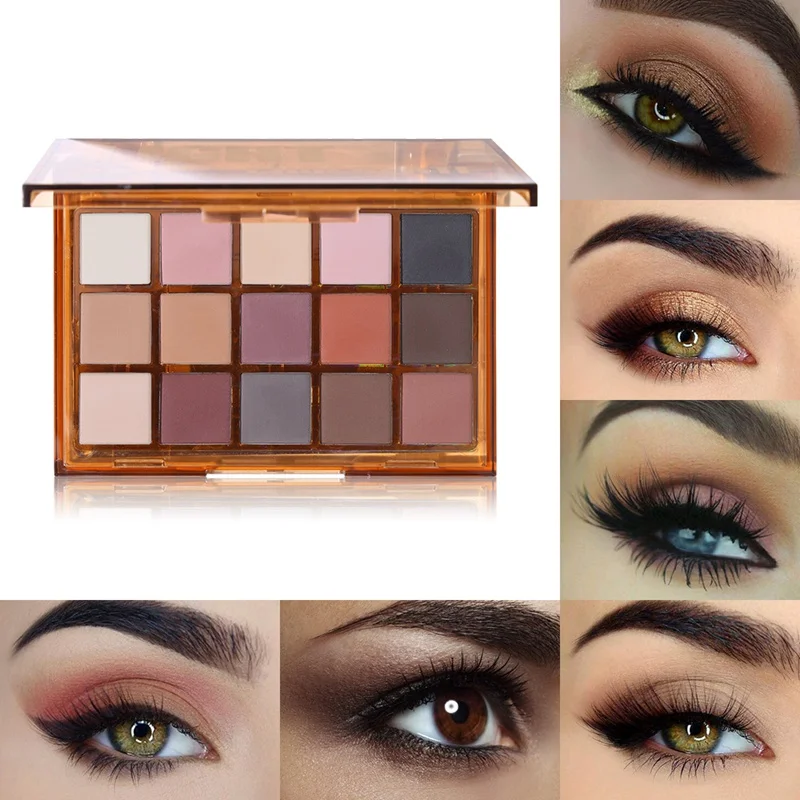 15 Colors Pigment Shimmer Glitter Matte Metallic Nude Blendable Eyeshadow Palette Smoky Makeup Eye Shadow Palette 15 Colors Pigment Shimmer Glitter Matte Metallic Nude Blendable Eyeshadow Palette Smoky Makeup Eye Shadow Palette