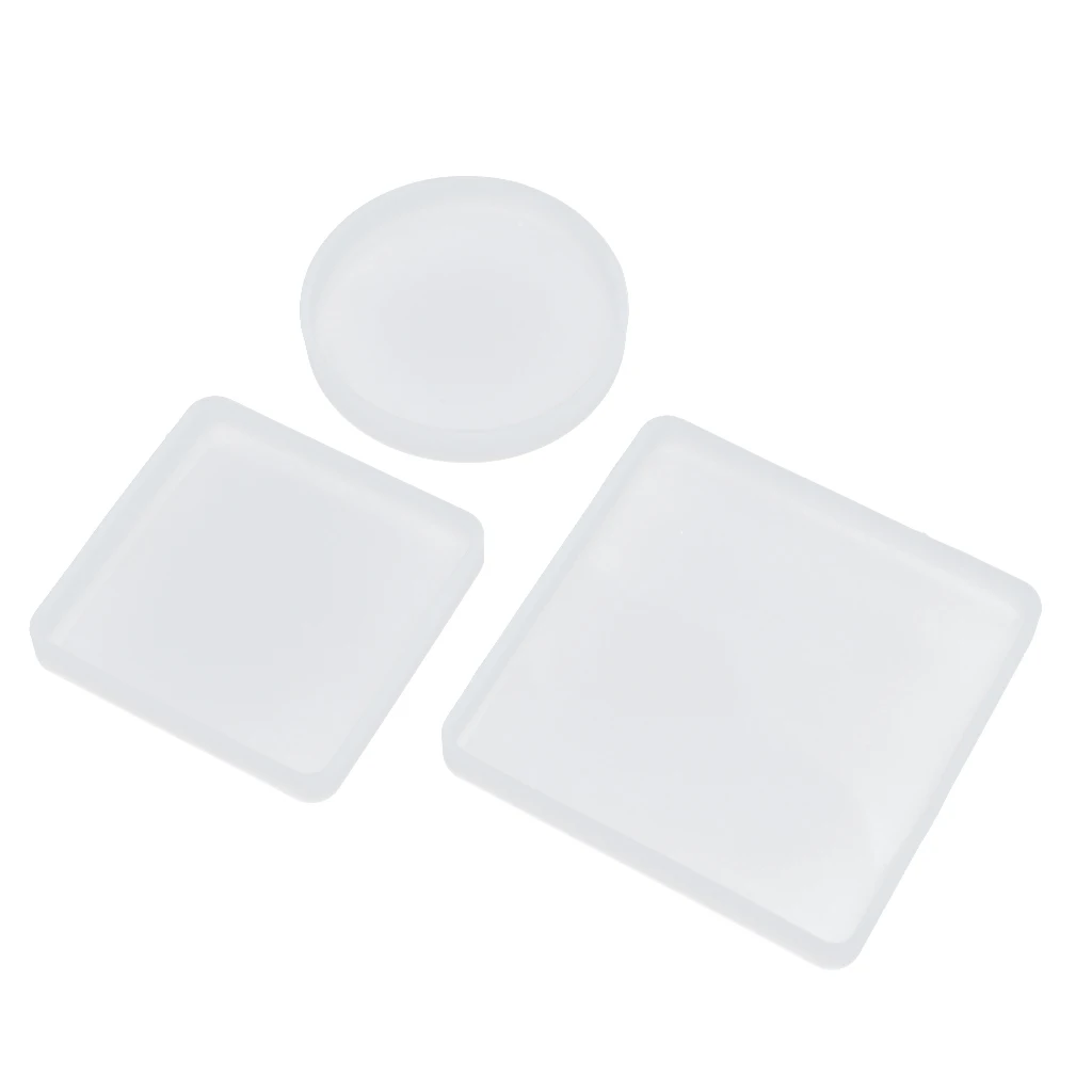 3x Square Coaster Molds Resin Casting Round Moulds for Jewelry Making Tools