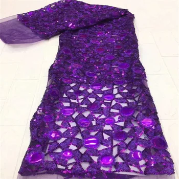 

2020 Latest sequined lace fabric French Nigerian Lace Fabrics High Quality sequin African Lace Fabric Wedding