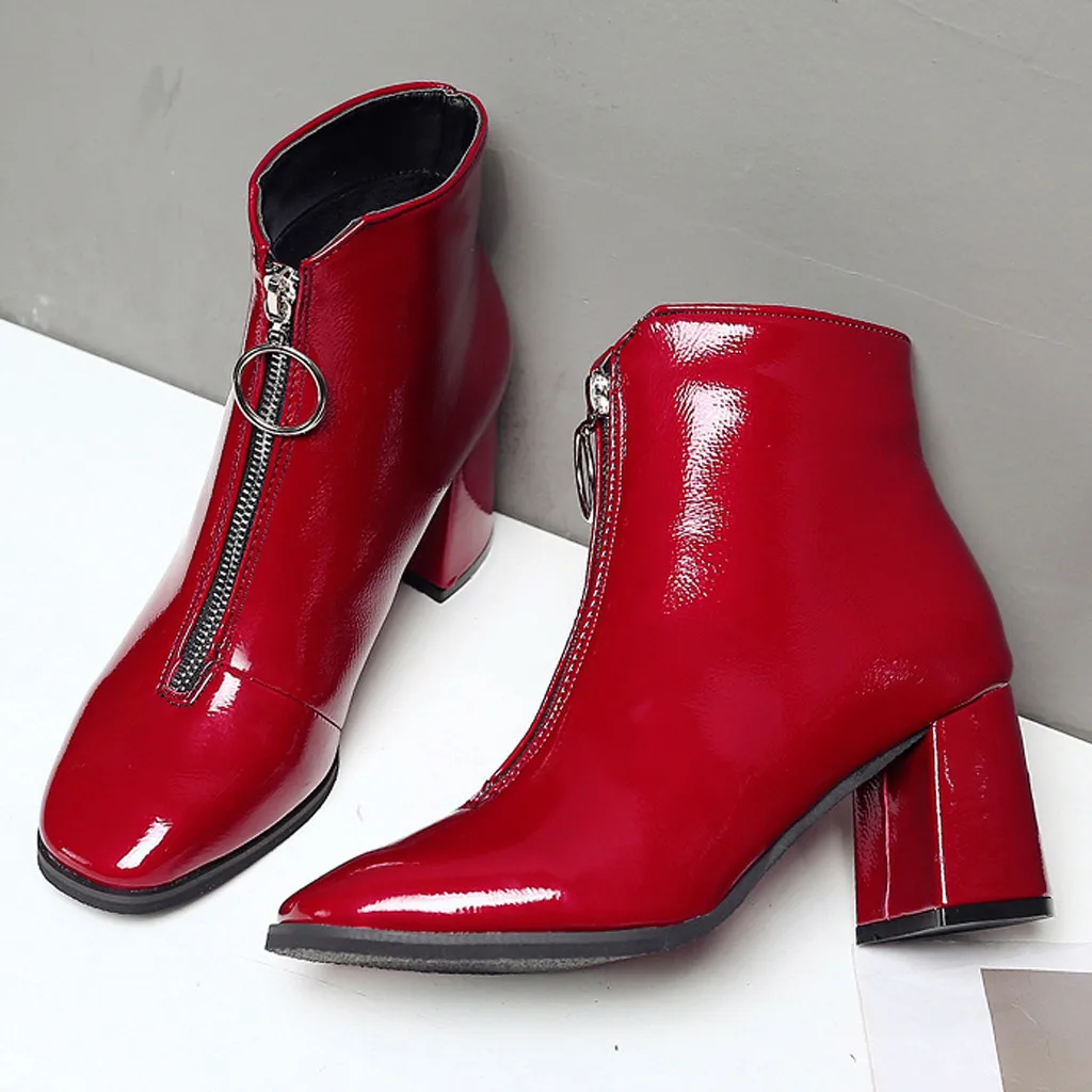 Женские Модные ботильоны с острым носком; повседневная обувь; короткие ботинки; красные ботинки; laarzen dames; Размеры 35