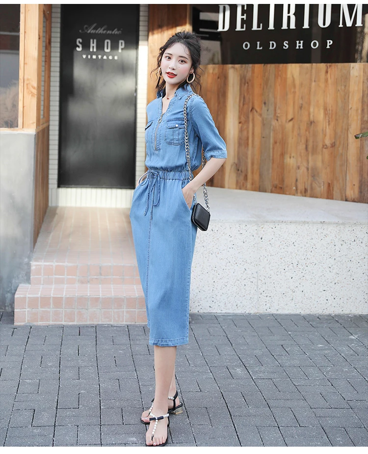 Летнее новое платье в китайском стиле femme trend blue Ретро длинное джинсовое платье с v-образным вырезом и короткими рукавами Harajuku vestidos, большие размеры для женщин