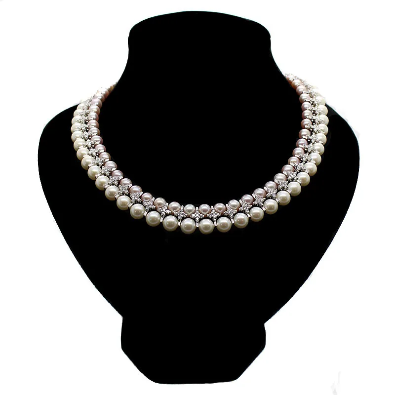 

MADALENA SARARA 7-10mm AAA Freshwater Pearl Necklace Purple Round Pearl Necklace With s925 Clasp