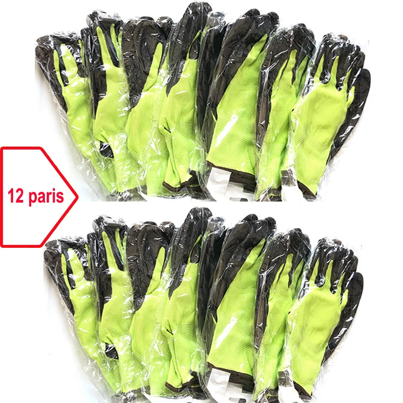 24 pces/12 pares luvas do agregado familiar antiderrapante resistente ao desgaste do trabalho respirável luvas de trabalho do látex do jardim luvas de proteção