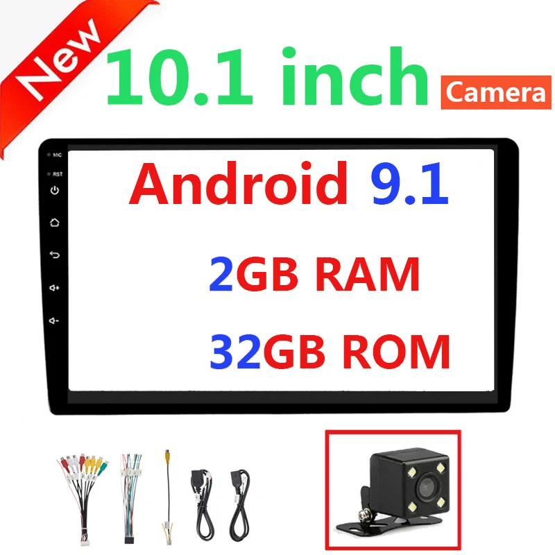 10.1 inch Car Radio Android 8.1 Player 2 Din Autoradio Car Stereo Auto Wifi FM Bluetooth Navigation 2Din Gps 45 - Цвет: 10.1in 9.1 2 32 Cam