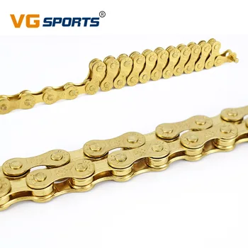 

High Strength Manganese steel VG SPORTS Bicycle Chain Gold 8/24Speed 116L Mountain Road Bike Chain Solid Palte