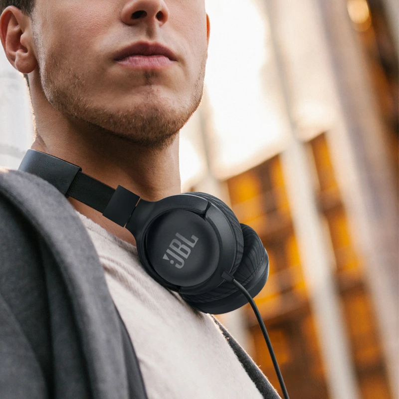Original JBL T500 Wired Pure Bass Headphone Sports Game Gym Headset Foldable Earphone 1 button Remote Light with Mic for iPhone