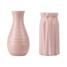 Nordic Flower Vase Decoration Home Plastic Vase White Imitation Ceramic Flower Pot Flower Basket Vases Wedding Decoration nordic black matte glass vases hydroponics plant flower for artificial flower bouquet with vase wedding table home decoration