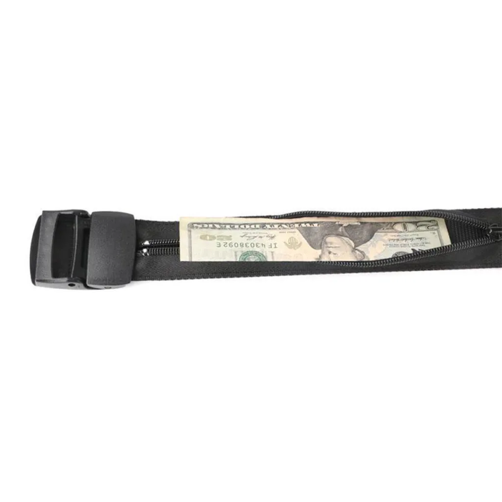 Unisex Belt Hidden Cash Travel Security Money Belt Zip Pocket Waist Wallet Anti-Theft Bag pasek damski cinturones para hombre#H