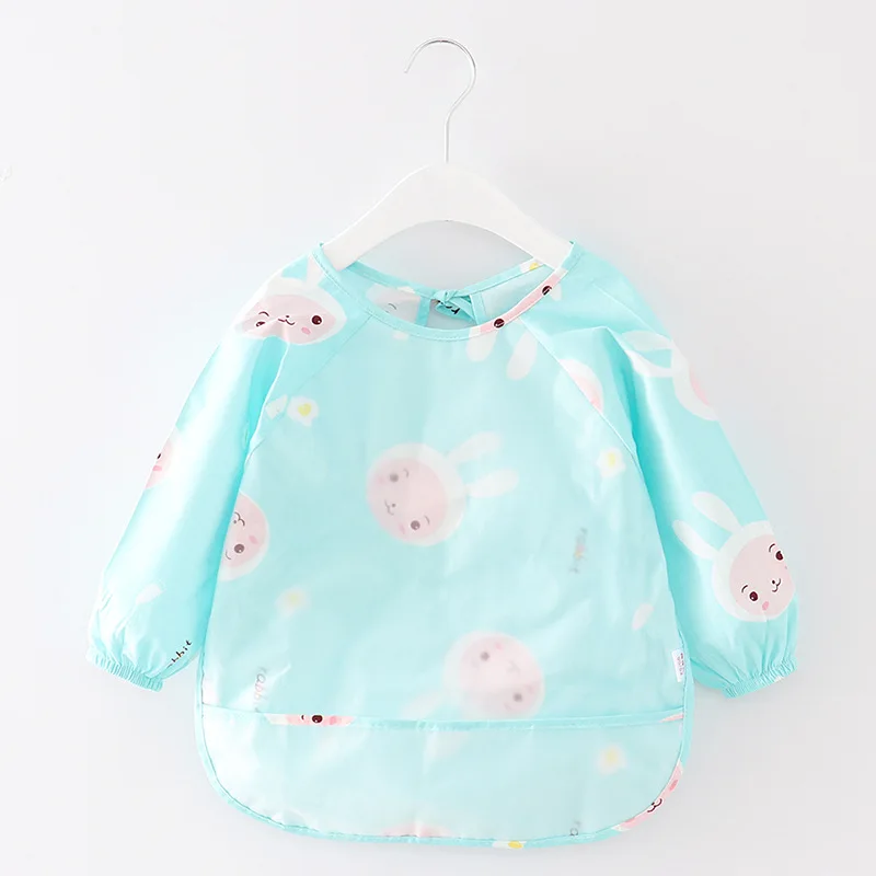 Waterproof Baby Bandana Bibs Cartoon Bibs Infant Eating Children Drawing Long Sleeve Apron Baby Self Feeding Burp Cloths baby bib,feeding bib,cotton bib,cotton bib set,children painting apron