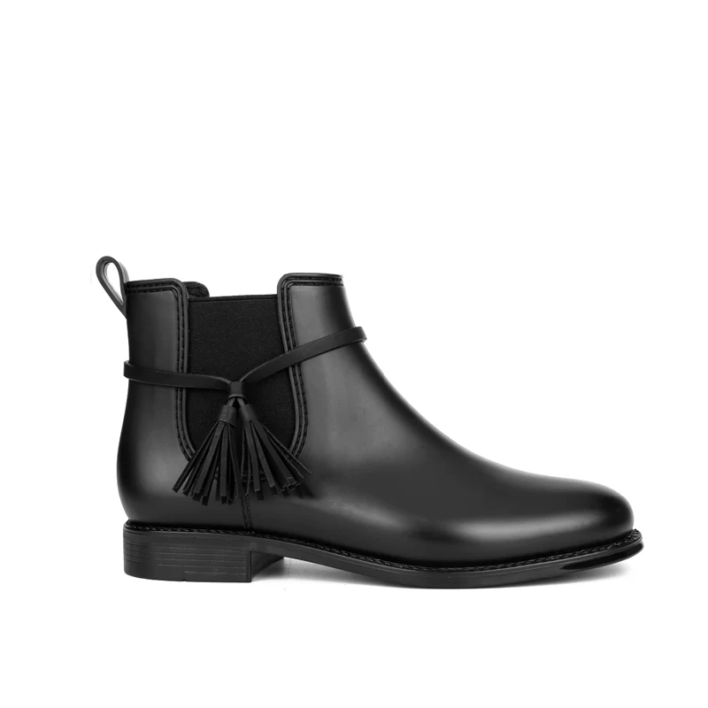 

MaxMuxun Spring Boots Brand Design Ankle Boots Rain Boots Elastic Strap Shoes Chelsea Boots Woman Waterproof Flats