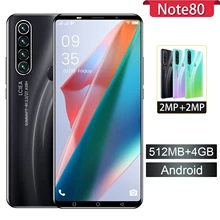 Téléphone portable Note80, Version globale, 512 mo de RAM + 4 go de ROM, caméra HD, débloqué, double Sim, Android 