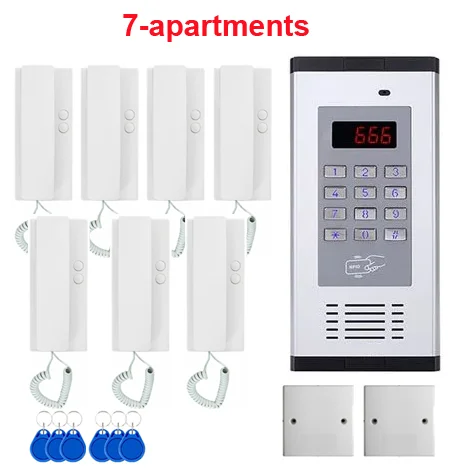 

Top quality Security non-visual building intercom system 2-wired audio door phone for 7-apartments,PASSWORD/ID Card unlocking