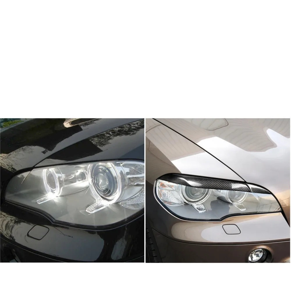 2 шт. автомобильный Стайлинг из настоящего углеродного волокна передняя фара для бровей Веки для BMW OLD X5 E70 накладка наклейка 2010-2012 левая+ правая