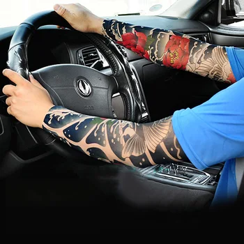 

1pc Long Elbow Pads Sleeve Tattoo Printed UV Protection Arms Cover Protector Outdoor Driving Climbing
