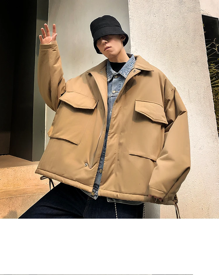 Winter Men's Waterproof Parkas Casual Loose Pocket Bread Cotton-padded Clothes Windbreaker In Warm Jackets Coat Overcoat