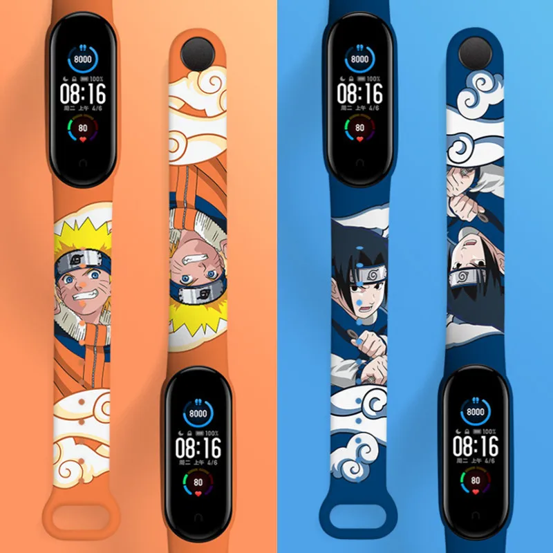 Браслет Наруто Sasuke аниме для Mi Band 6 5 4 3 NFC сменный с мультяшным принтом бесплатная