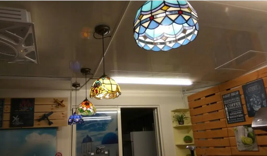 

Stained Glass Pendant Light Hanging Lamp Accent Novelty Lamp Light Fixture Unique New Year X'mas Gift lustre pendente