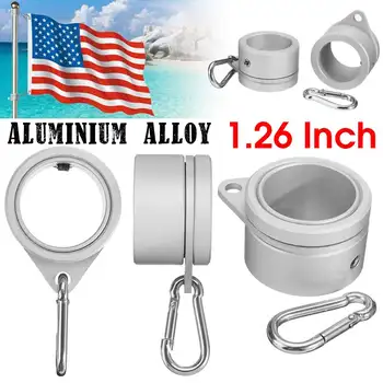 

1Pair Aluminum Alloy Flag Pole Rings 360 Degree Rotating Flagpole Flag Mounting Rings Kit with Carabiner for 1.26 Inch Flagpole