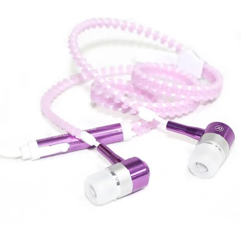 Светящаяся металлическая молния проводные наушники светится в темноте светильник наушники для ios Andriod телефон MP3 с микрофоном - Цвет: Фиолетовый