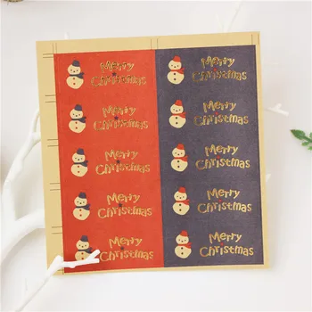 

100Pcs 10Sheets Rectangle Golden Merry Christmas Snowman Packaging Sealing Label Kraft Sticker Baking DIY Gift Stickers