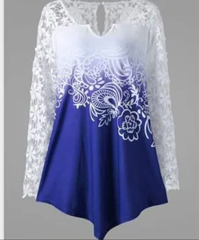 

OWLPRINCESS 2018 Autumn Large Size Dress Lace Printed T-shirt