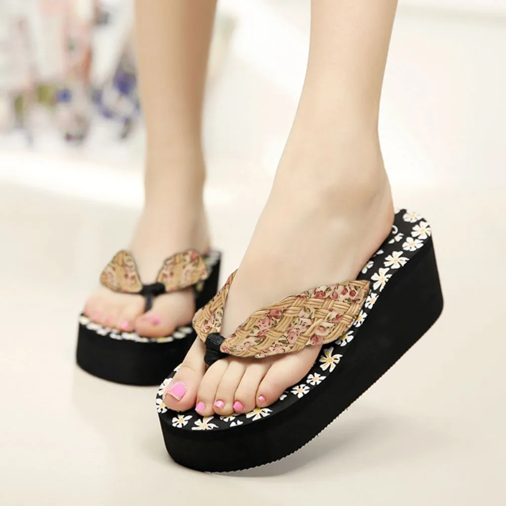 Womens Fashion Wedge Sandals Slippers Casual Sandals Shoes Round Toe Wedges Heels Dress Beach Party