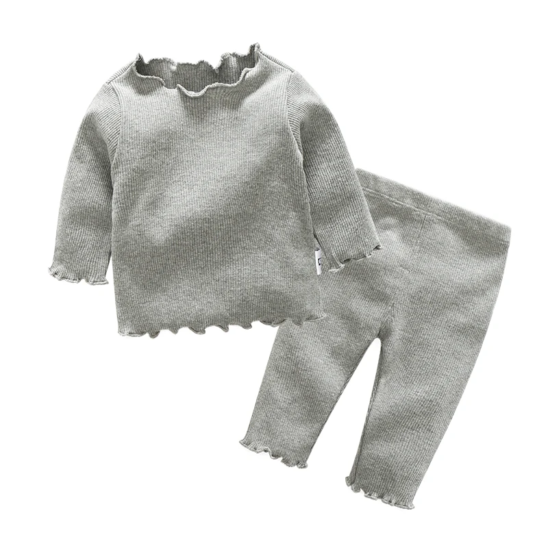 Newborn Baby Clothing Set Knitted Solid Tops+Pants 2Pcs Set For Bebes Infant Baby Boys Girls Clothes Suits Outfits A0035