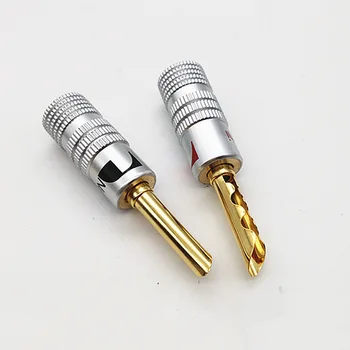 

4pcs 24K Gold Plated Copper BFA 4mm Banana Plug Male Speaker Connector Nakamichi RCA red black Terminals