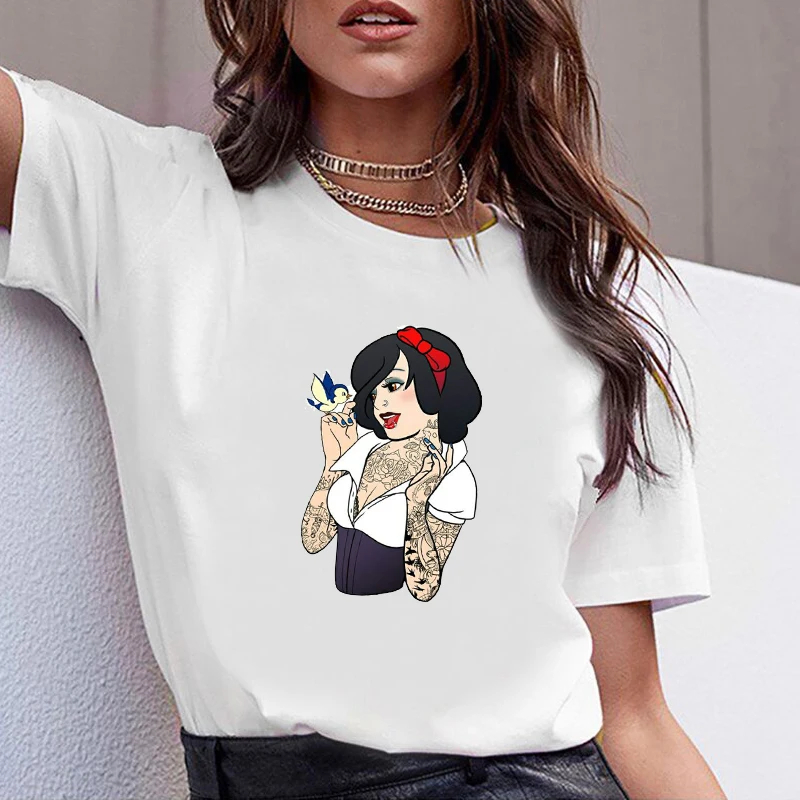 Женская футболка с графикой, лето, принцесса, Vogue, Harajuku, женская футболка, забавные корейские топы, Kawaii, уличная одежда, Camiseta Mujer, футболка