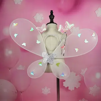 

Adults Child Flashing Wings Tutu Skirt Pettiskirt Glow Headband Fairy Stick Set Q6PD