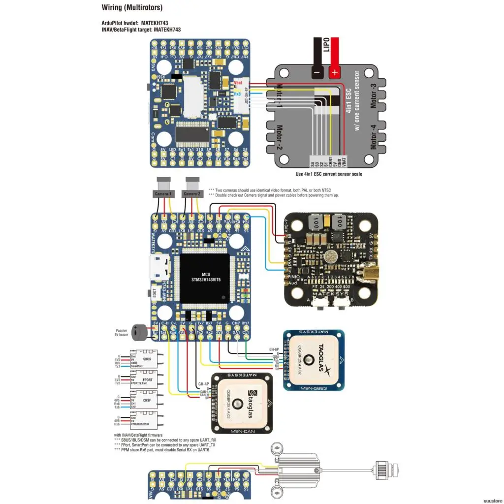 Matek System H743 MINI H743 Flight Controller STM32H743VIT6 ICM20602 Built-in OSD DPS310 PDB for FPV RC Racing Drone Parts 6