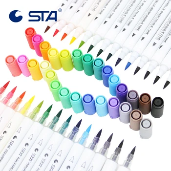 

STA 12 Pcs 28 Assorted Colors Double Tone Dual Tip Watercolor Brush Markers