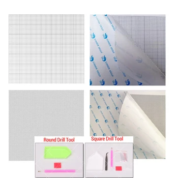 

"Blank Grid" Diamond Embroidery Empty Canvas painting square Round drill Canvas With Glue Diamond Painting Adhesive Accessories