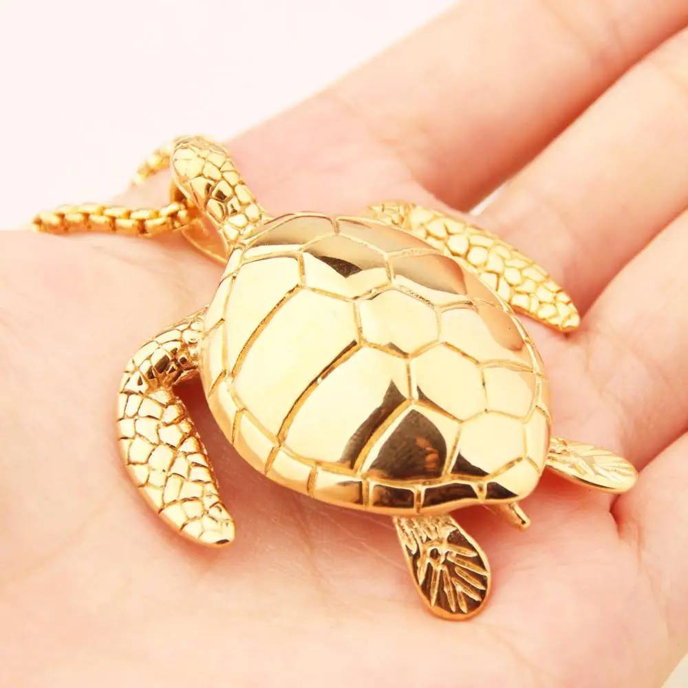 New Trendy Sea Turtle Pendant Necklace Fashion Stainless Steel Animal Cute Accessories Party Gift Four Colors Wholesale