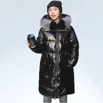 

2019 Winter Jacket Women Black Big Size Womens Winter Jackets Fur Hooded Warm Down Parka Jacket Thicker Loose Long Coat Women