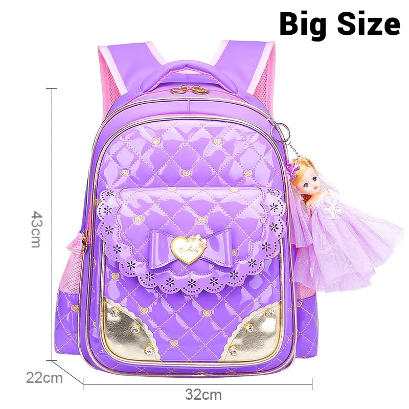 Purple lace Big Сумка для начальной школы для девочек рюкзак детские школьные сумки ортопедические детский школьный рюкзак Высокая емкость принцесса девушка сумки - Цвет: Purple lace Big
