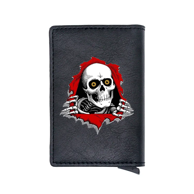 

Black Fashion Skull Skeleton Digital Printing Leather Card Holder Wallet RFID Blocking Cool Men Women Punk Style Short Purse