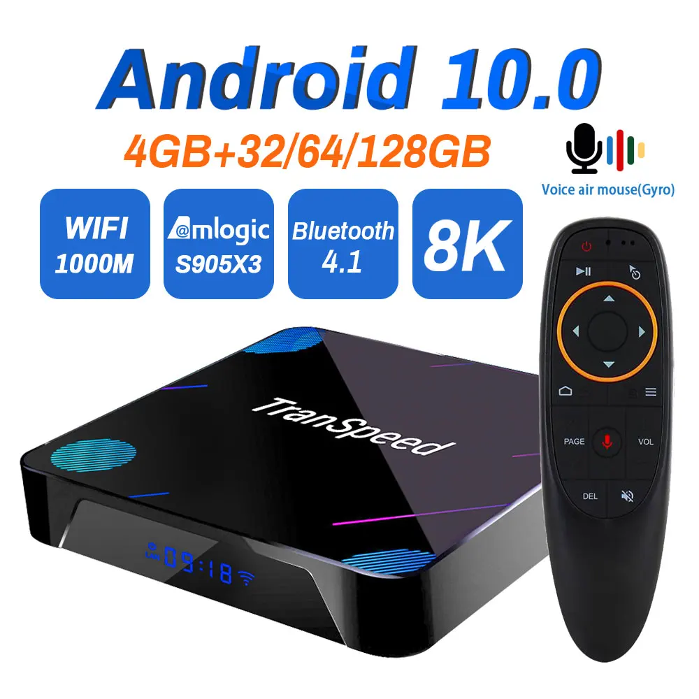 ТВ-приставка X3 Plus на Android 10 0 4K 8K 4 + 128 ГБ Amlogic S905X3 32/64 Bluetooth 1000 Мбит/с Wi-Fi голосовой