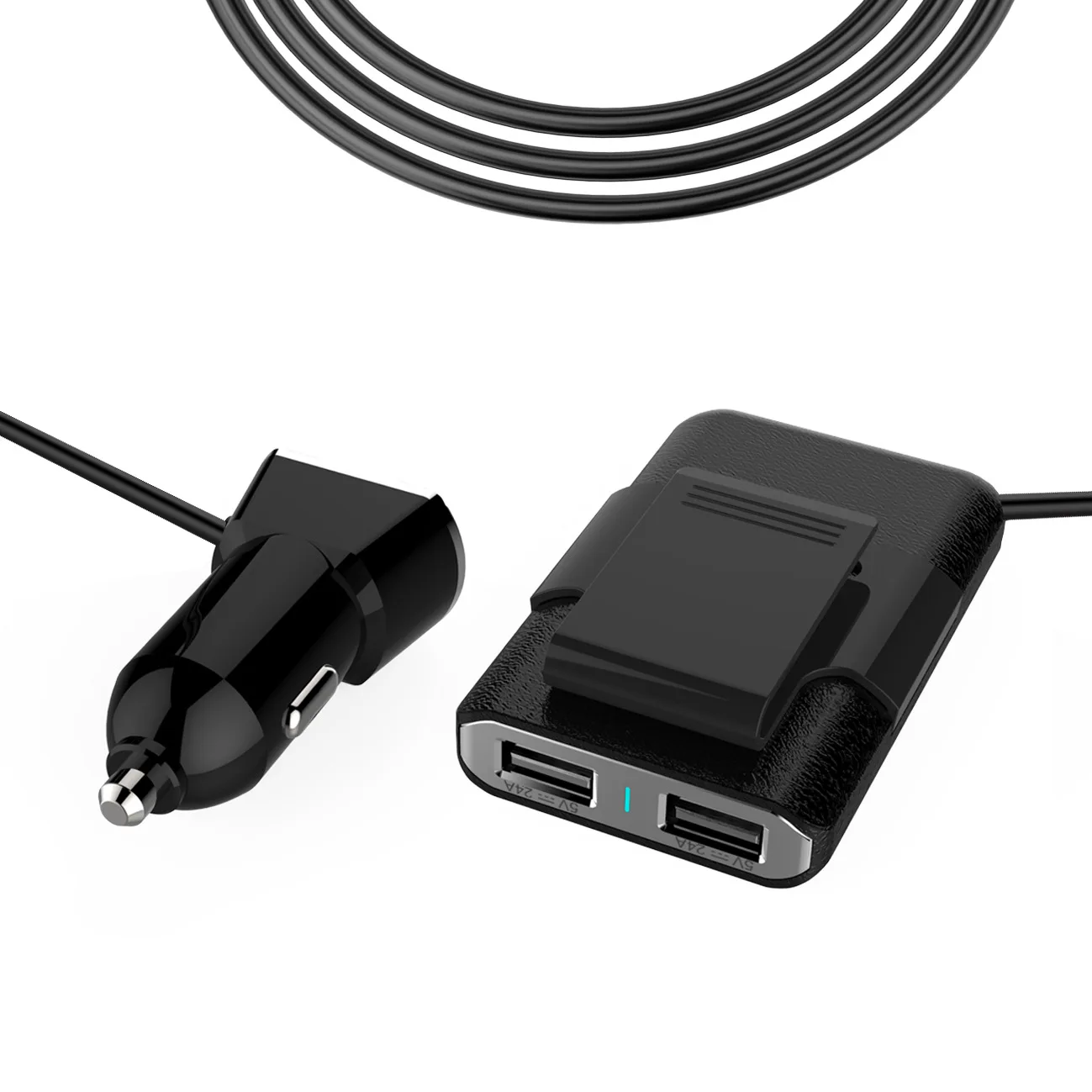 4-Port Car Charger, USB Onboard Charger with Cable, 9.6A One plus Two Multi-functional Cellphone Car Charger Mobile Phone Chargi