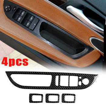

4pcs Window Panel Button Frame Cover Door Window Switch Trim Stylish Arbon Fiber Stickers For BMW X5 E70 X6 E71