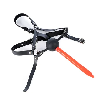 Fetish Slave Role Play Hood and Silicone Mouth Gag with Hole for Bdsm Bondage Low Temperature Candle Flirting Adults Sex Games 5