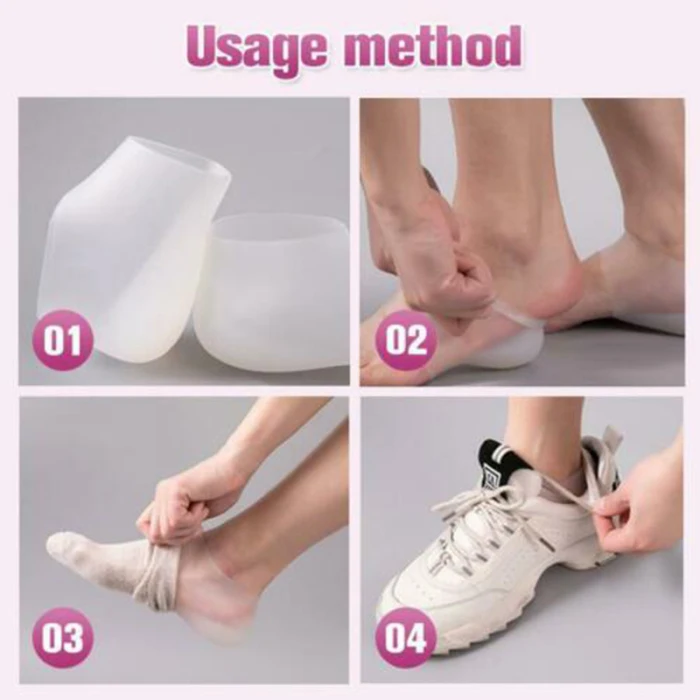 1Pair Invisible Height Increased Insoles Silicone Heel Socks for Women Men HSJ88
