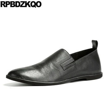 

designer slip on round toe italian men shoes brand casual high quality genuine leather fashion european Italy black luxury real