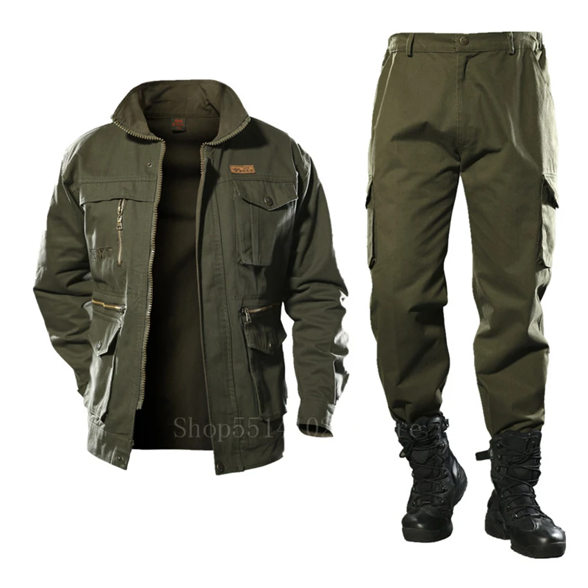 Jaket Militer Katun Pria Set Celana 