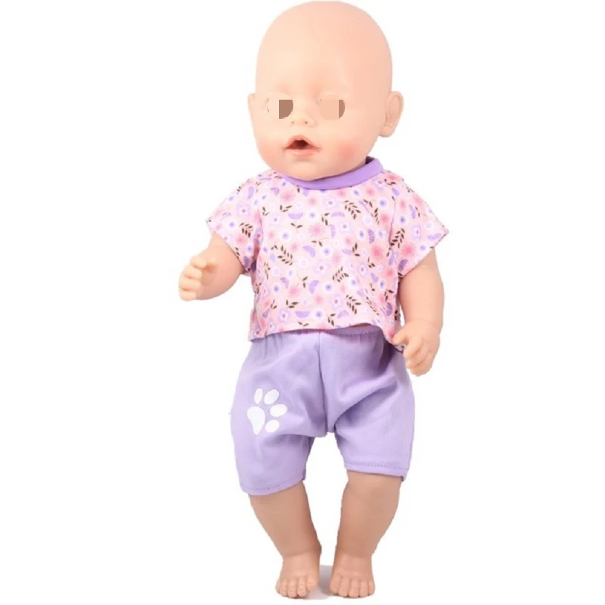 pulple flower suit Комбинезон/платье/одежда для отдыха, комплекты одежды для 17 дюймов, детские куклы, аксессуары для 43 см, кукла для новорожденных, подарки на день детей - Цвет: pulple flower suit