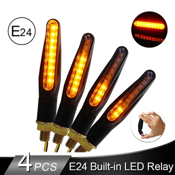 

2/4Pcs Motorcycle Turn Signal Light Brake Lamp LED Flowing Water Flashing Lights Motorcycle Tail Indicator Amber Light